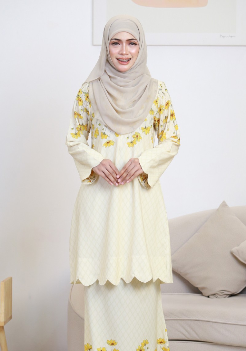 Kurung Sri Melur Labuh - Ivory White