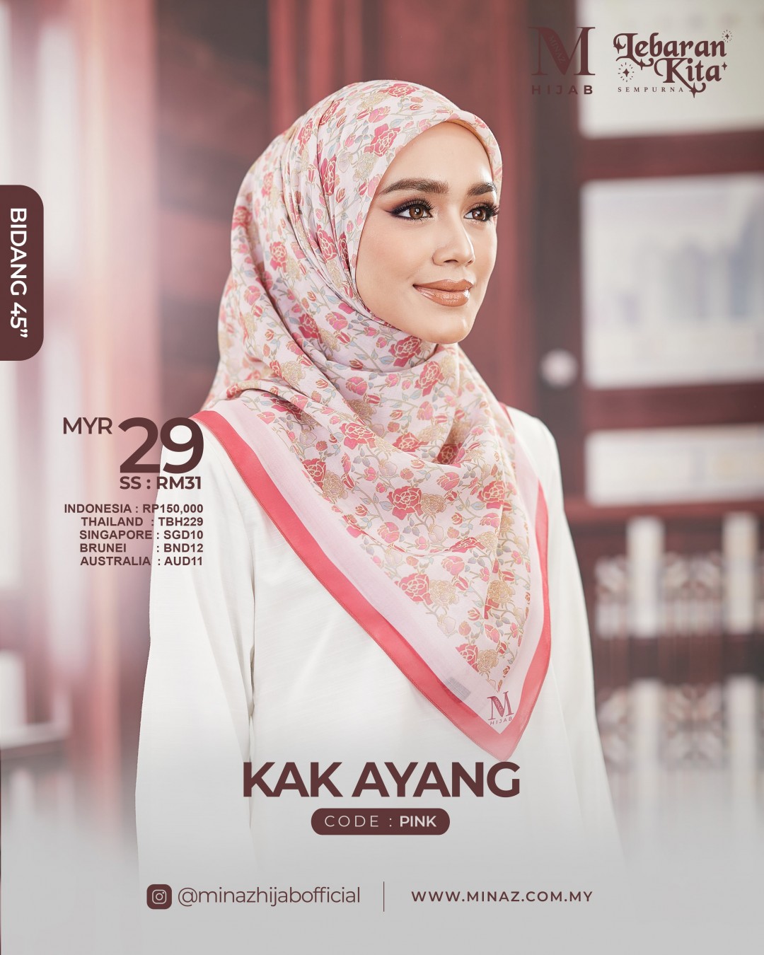 Tudung Bawal - Pink - B45