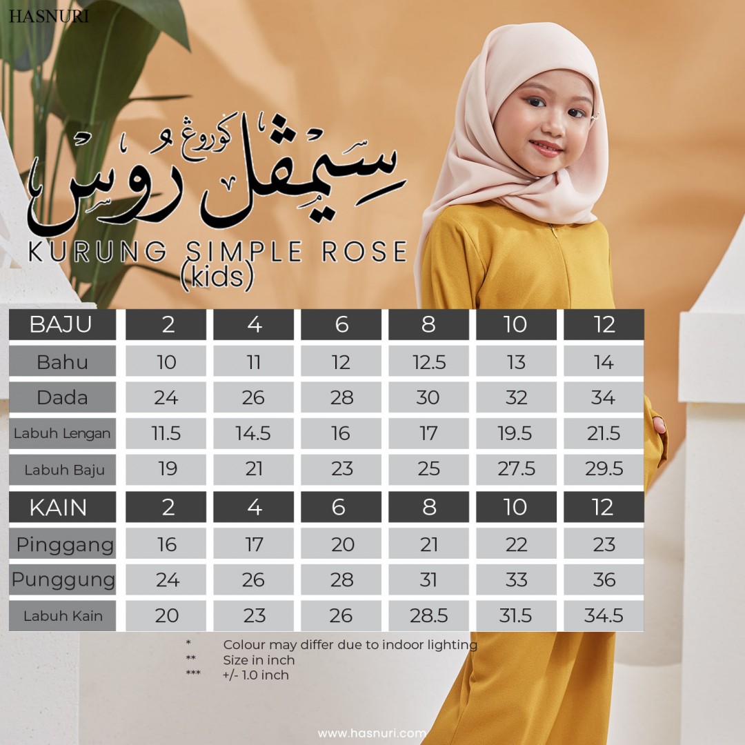 Kurung Simple Rose Kids - French Rose