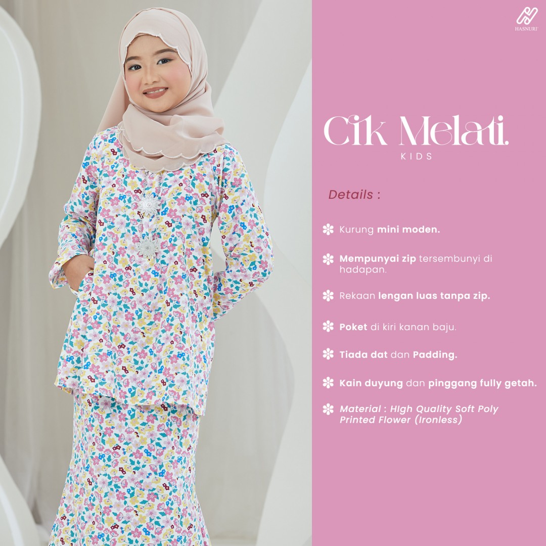 Kurung Cik Melati Kids - Pink