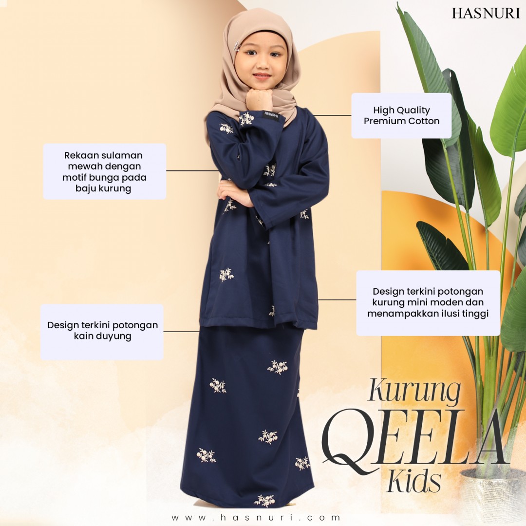 Kurung Qeela Kids - Navy Blue