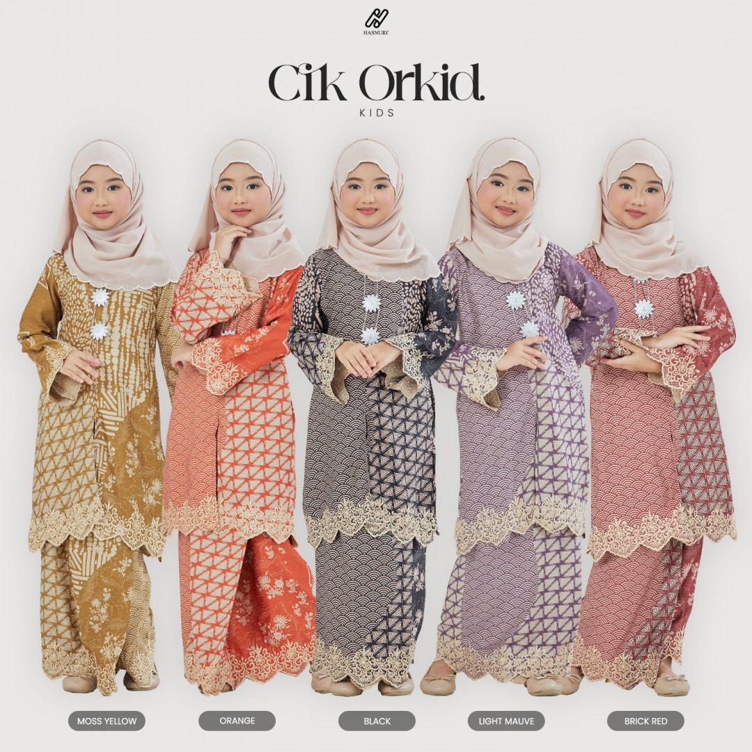 Kebaya Cik Orkid Kids - Brick Red