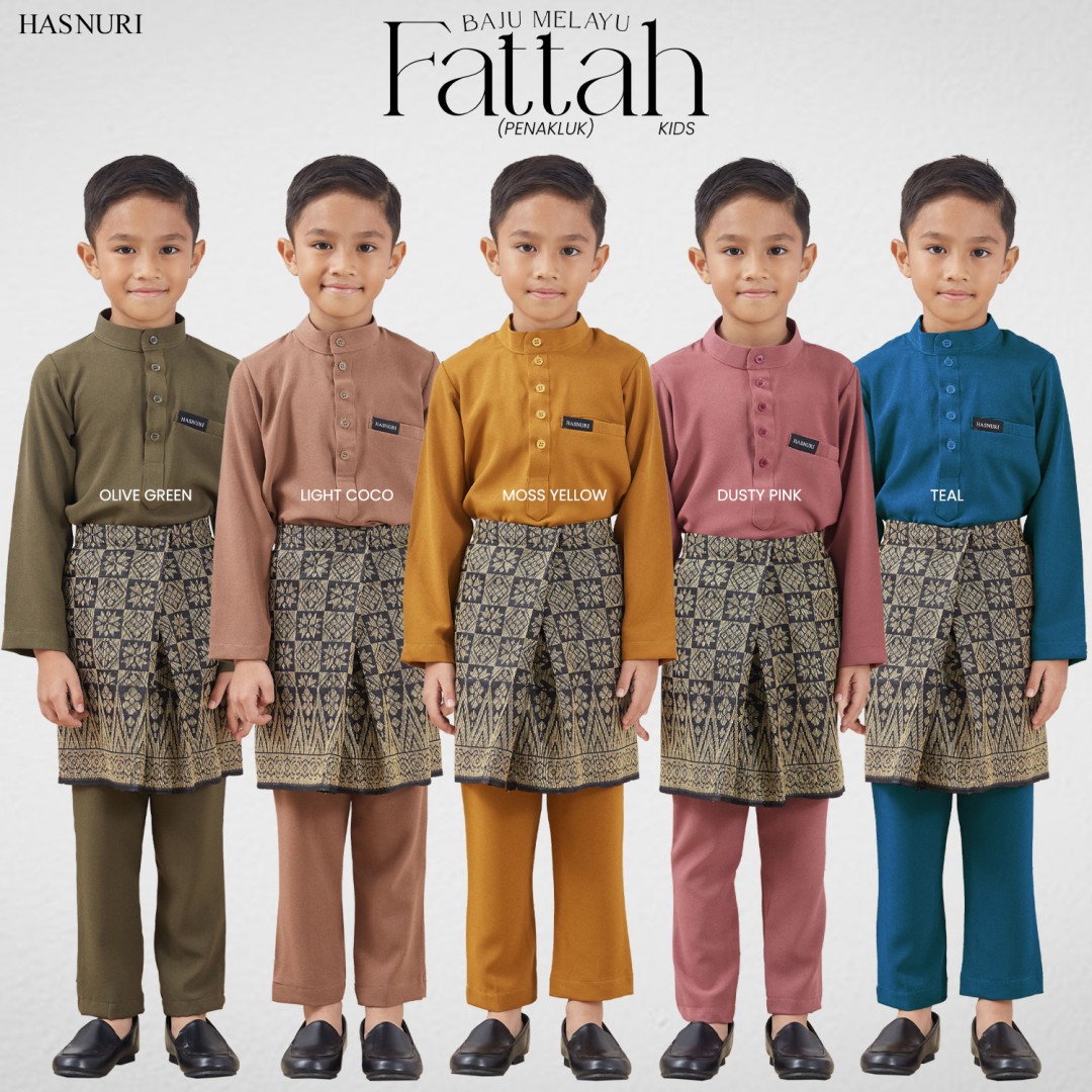 Baju Melayu Fattah Kids - Olive Green