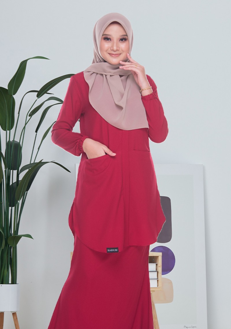 Kurung Safarra - Red Maroon