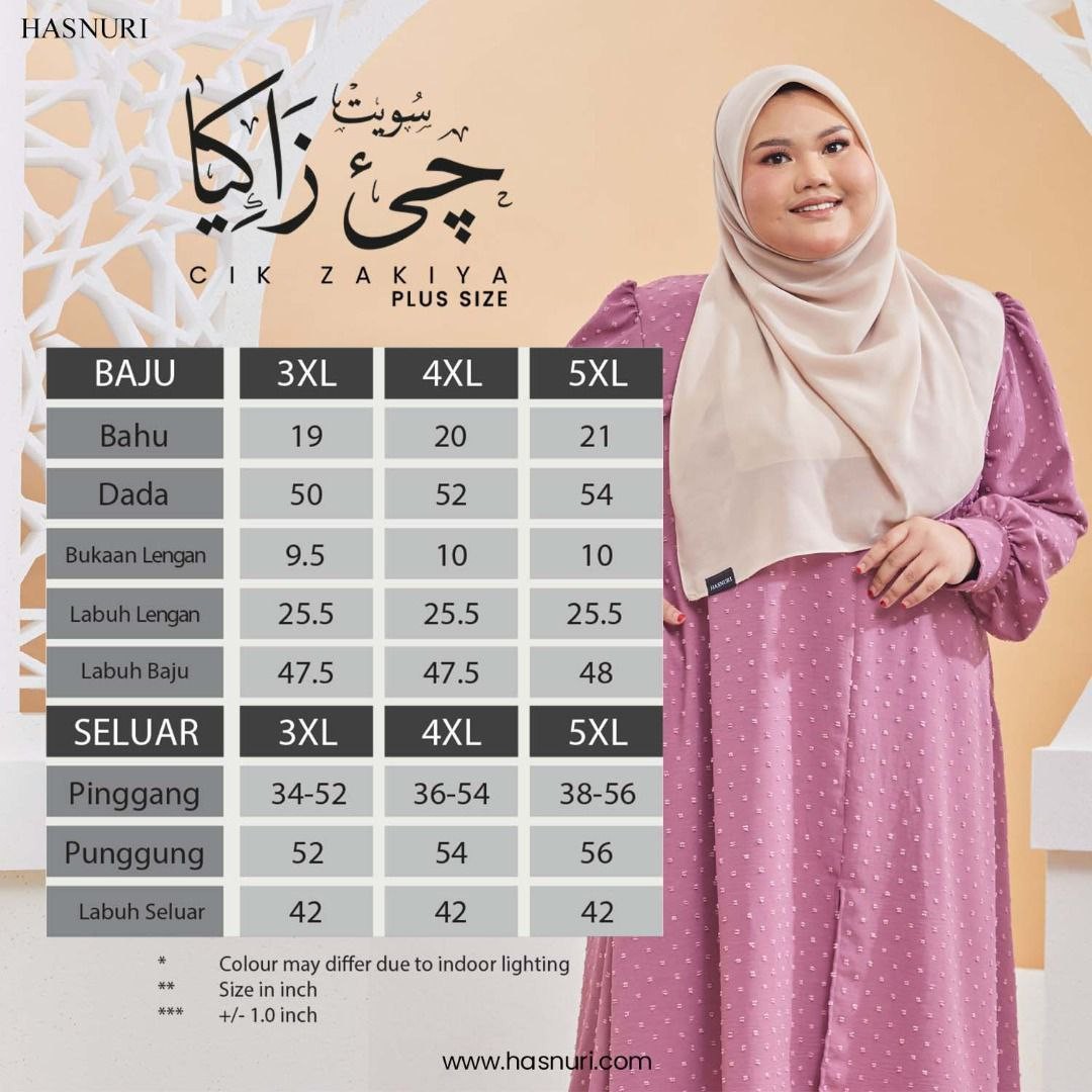 Suit Cik Zakiya Plus Size - White