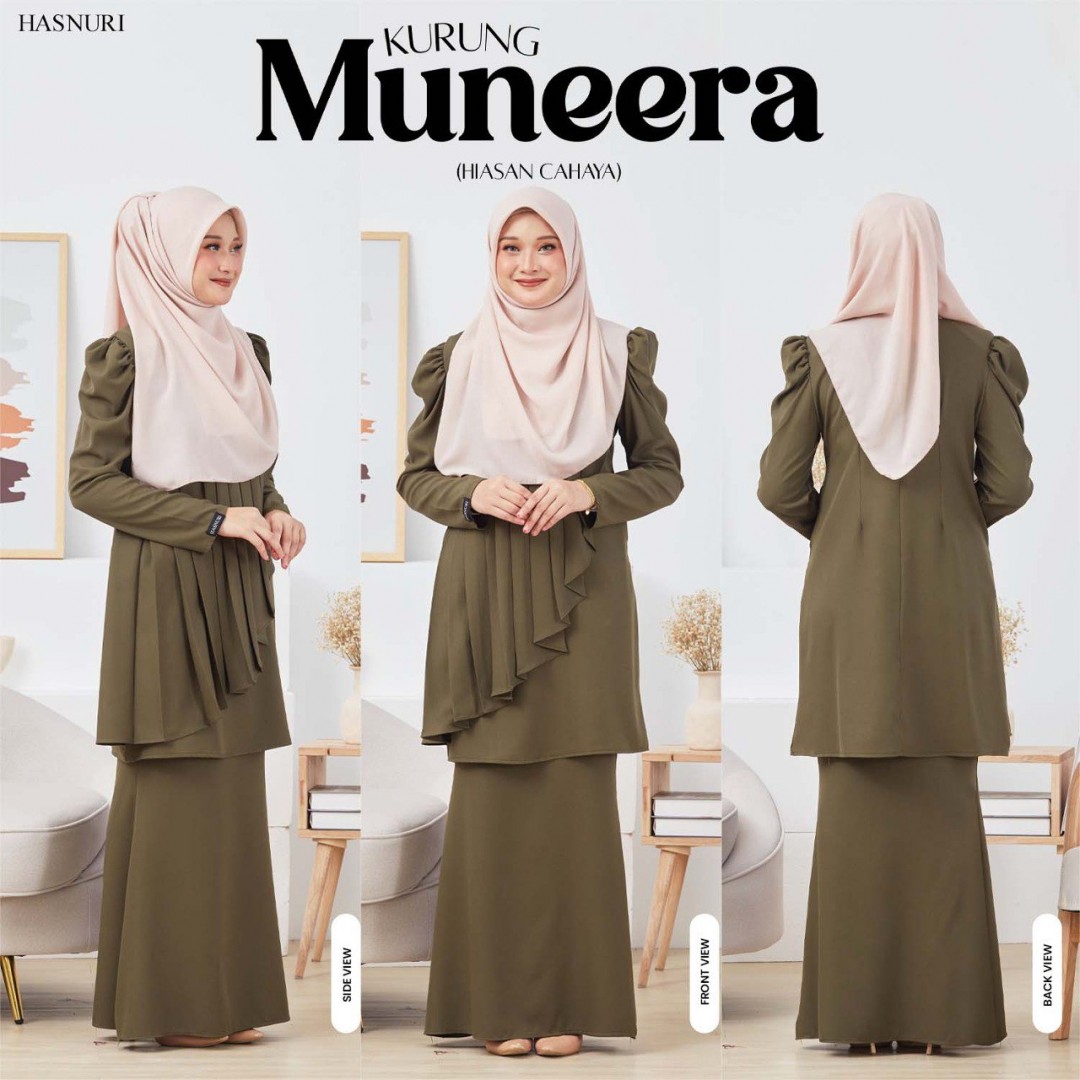 Kurung Muneera - Olive Green