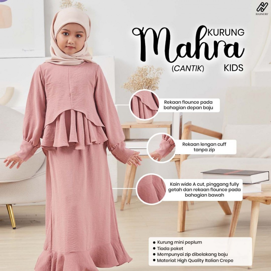 Kurung Mahra Kids - Dark Purple