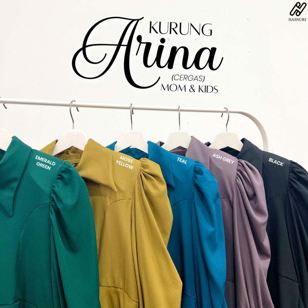 Kurung Arina Kids - Moss Yellow