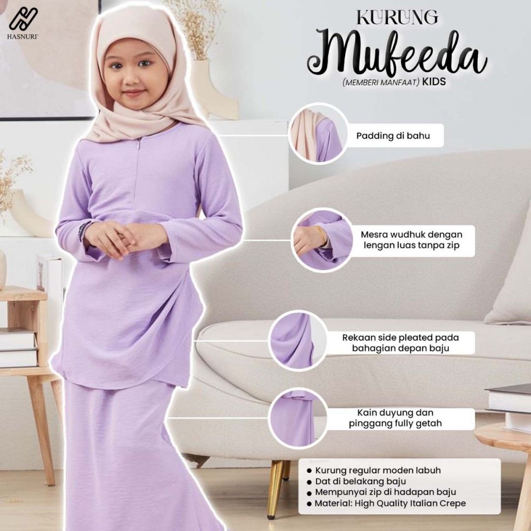 Kurung Mufeeda Kids - Peach