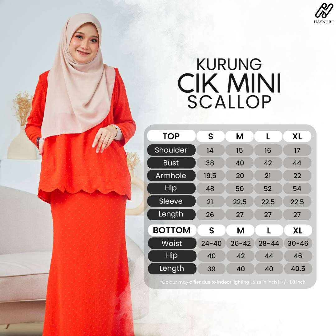 Kurung Cik Mini Scallop - Orange