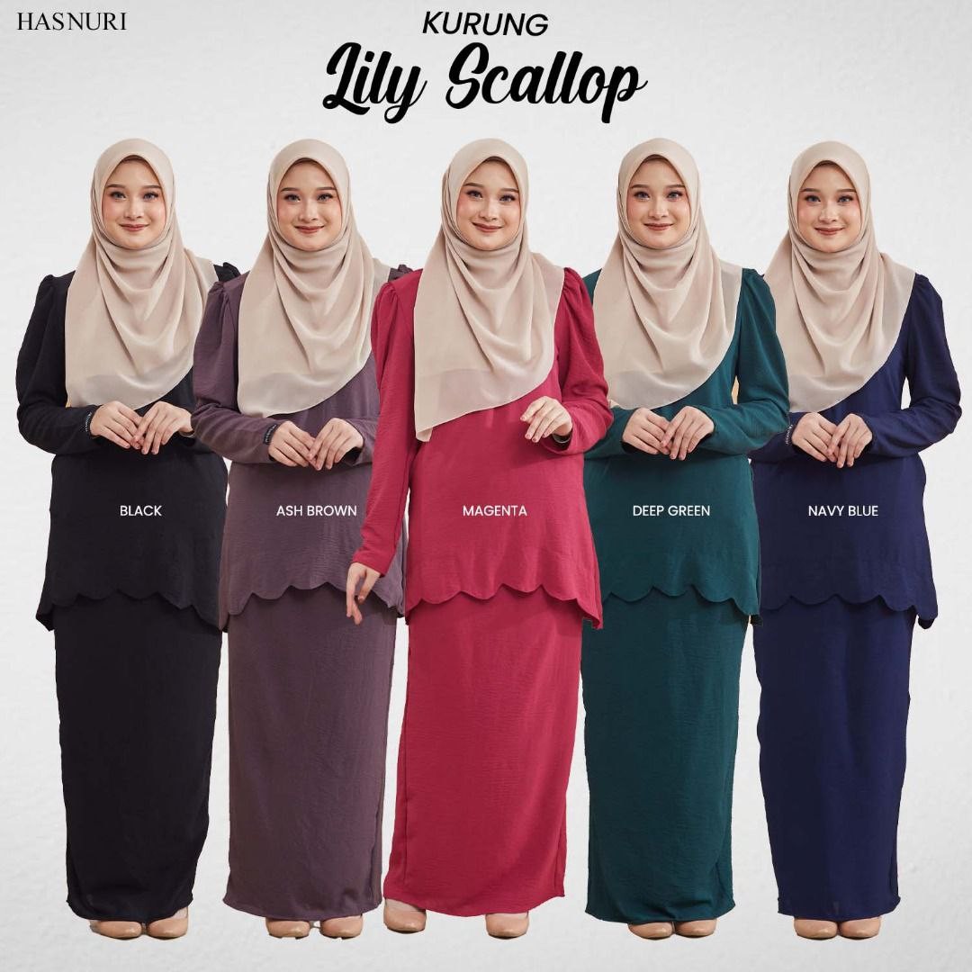 Kurung Lily Scallop - Navy Blue