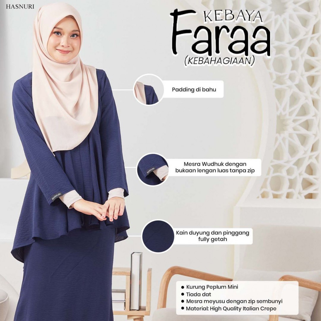 Kebaya Faraa - Navy Blue