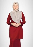 Kurung Cik Kuntum - Red Choc