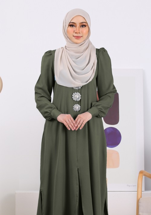 Kurung Nur Zakiya - Army Green