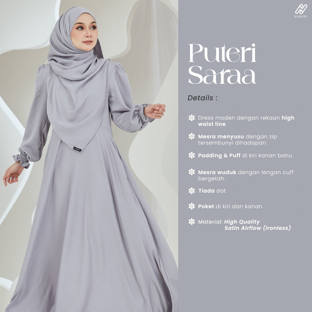 Dress Puteri Saraa - Silver Grey