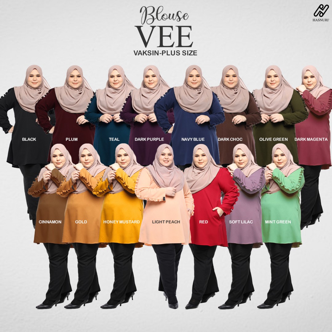 Blouse Vee Plus Size - Red Maroon