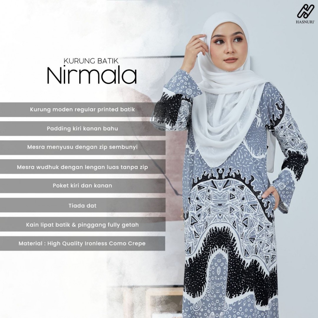 Kurung Batik Nirmala - Grey