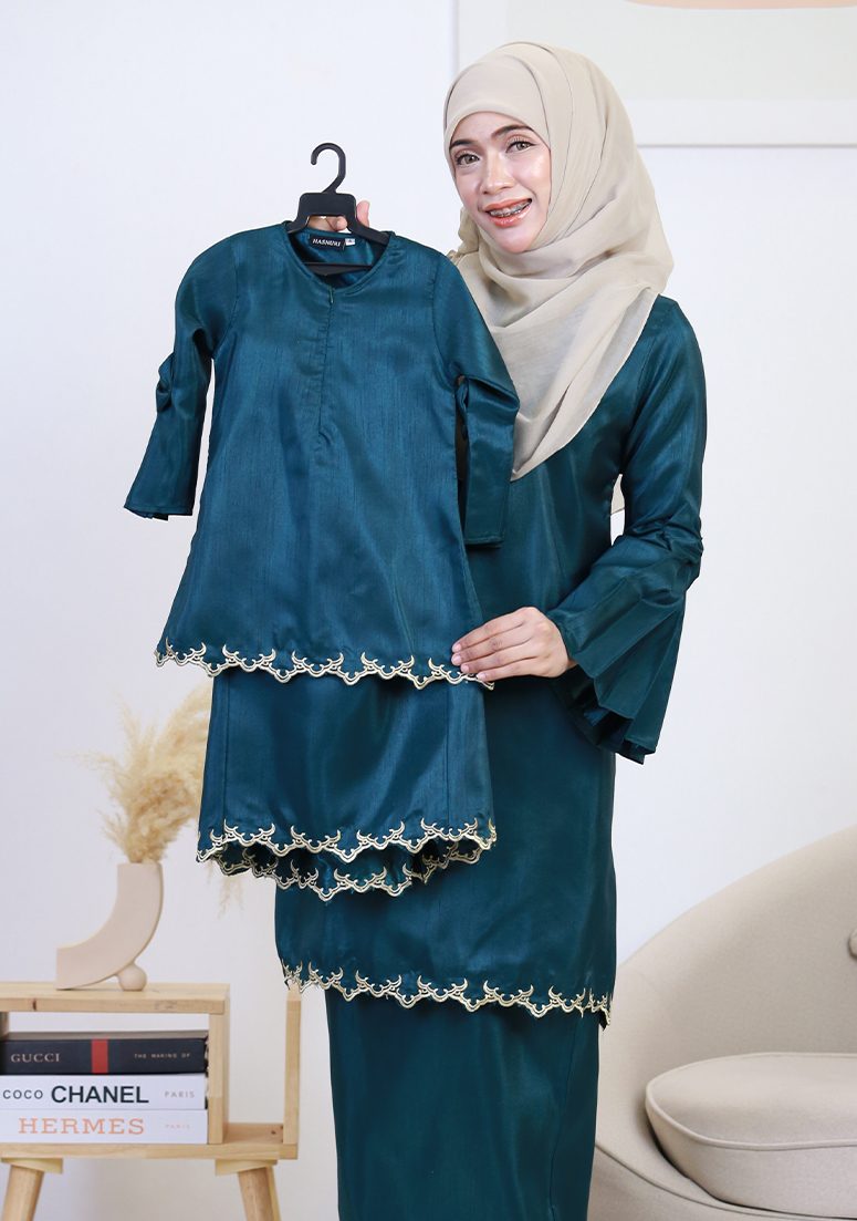 Kurung Wan Sofea Kids - Emerald Green