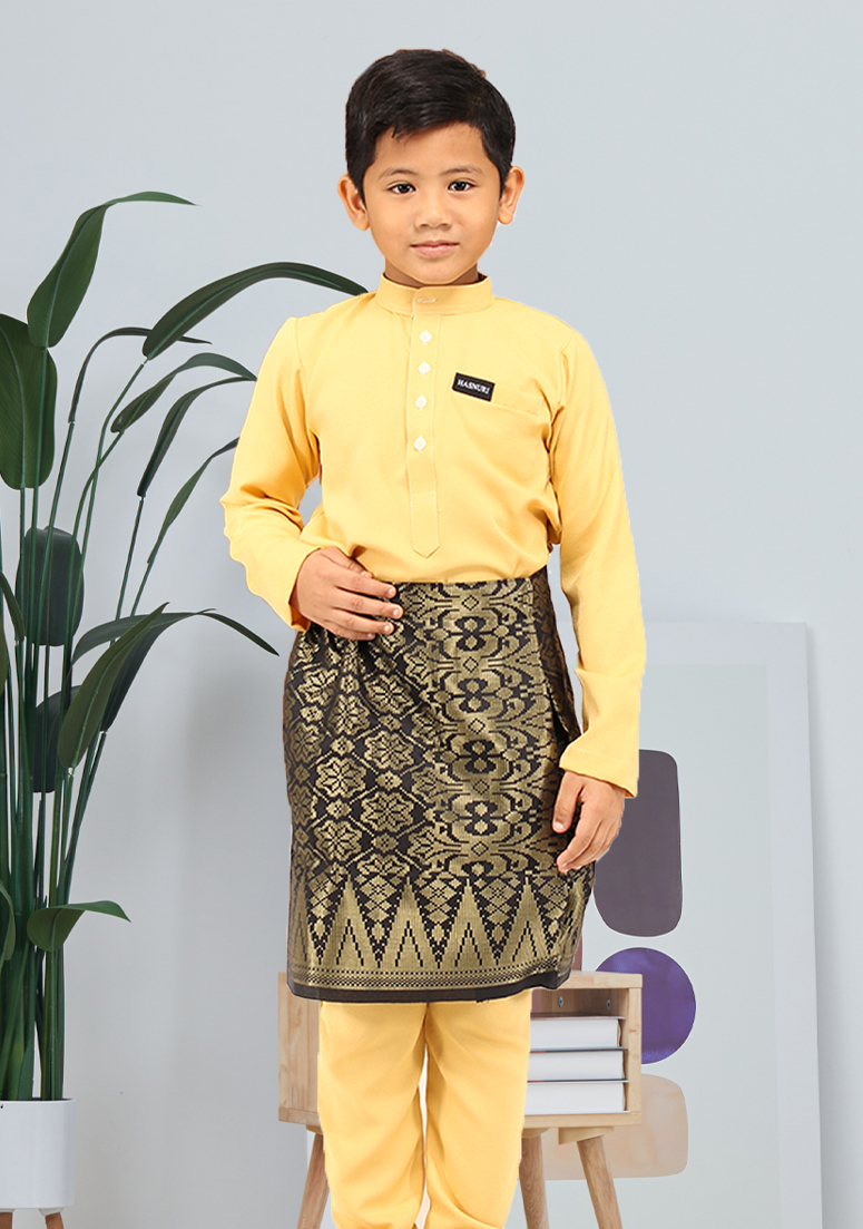 Baju Melayu Jebat Kids - Butter Yellow