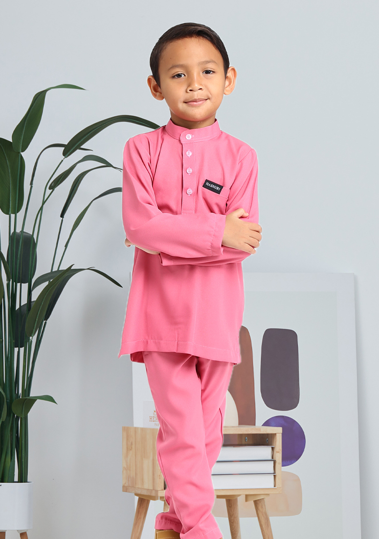 Baju Melayu Jebat Kids - Rouge Pink