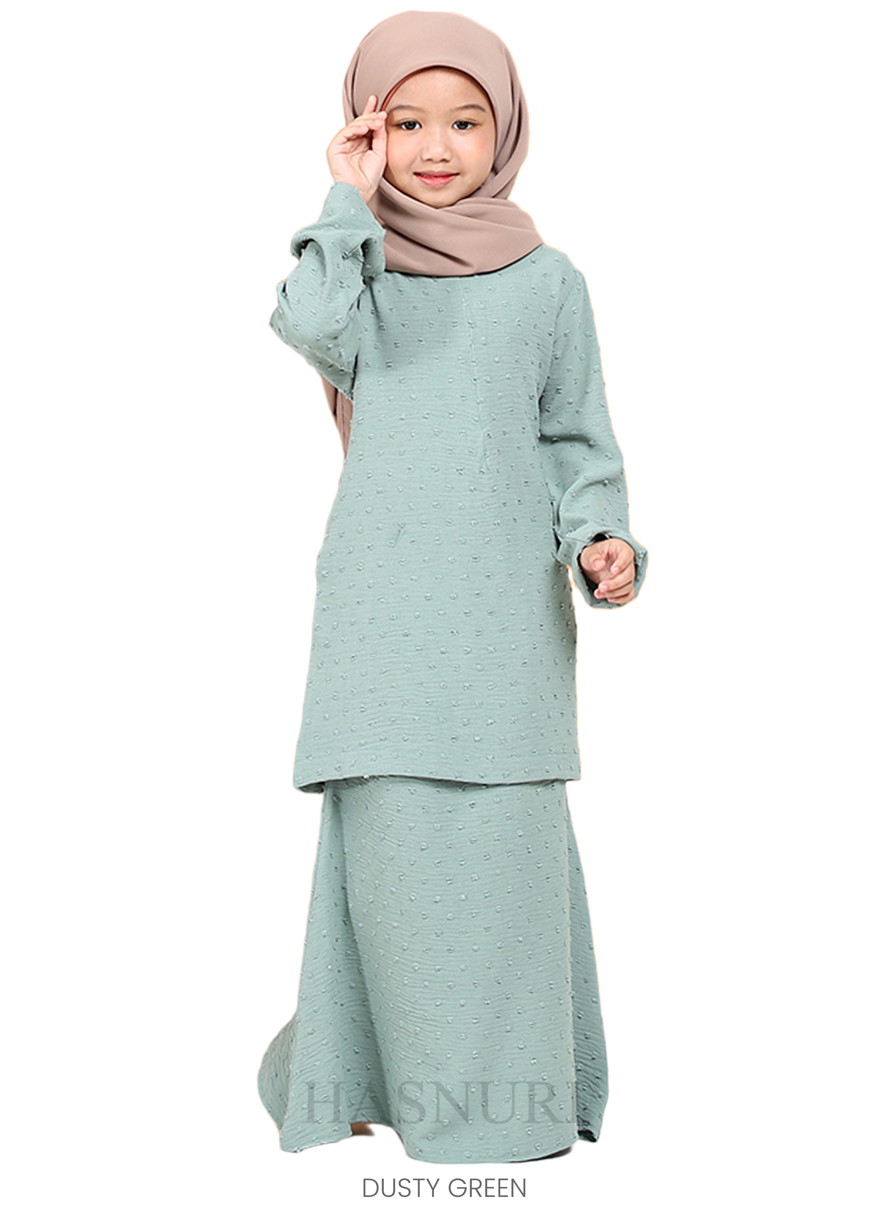 Kurung Misha Kids - Dusty Green